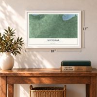 Superior, Chippewa County, Michigan map, 12 x 18 inch print in a white frame in an entryway
