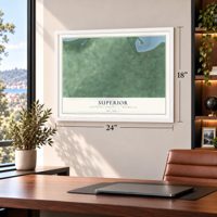 Superior, Chippewa County, Michigan map, 18 x 24 inch print in a white frame in a home office