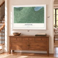 Superior, Chippewa County, Michigan map, 24 x 36 inch print in a white frame above a dresser by a staircase