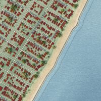 Second close-up of the map of Surf City, New Jersey print showing more streets and buildings