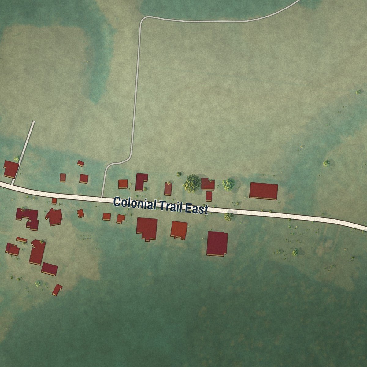 Second close-up of the map of Surry, Virginia print showing more streets and buildings