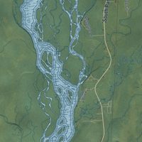 Second close-up of the map of Susitna North, Alaska print showing more streets and buildings