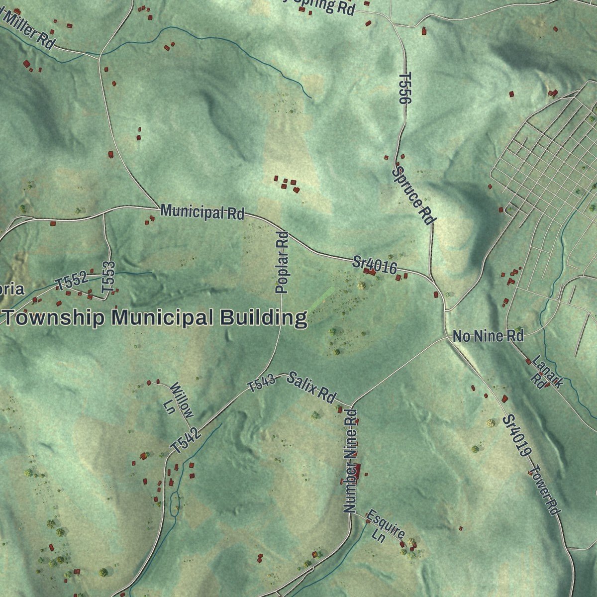 Second close-up of the map of Susquehanna, Cambria County, Pennsylvania print showing more streets and buildings