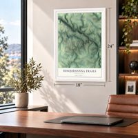 Susquehanna Trails, Pennsylvania map, 18 x 24 inch print in a white frame in a home office