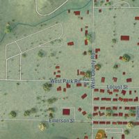 Second close-up of the map of Sutherland, Nebraska print showing more streets and buildings