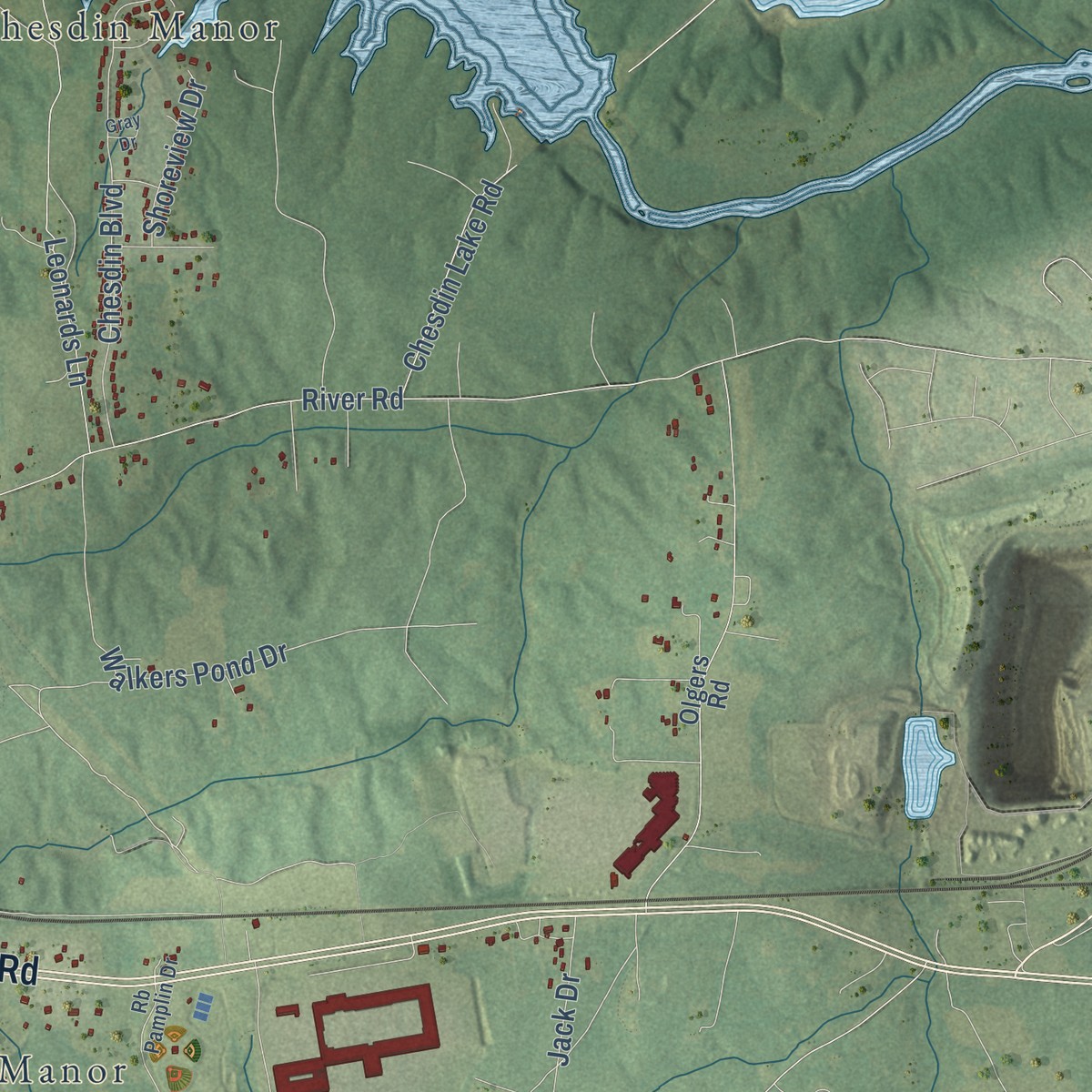 Second close-up of the map of Sutherland, Virginia print showing more streets and buildings