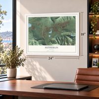 Sutherlin, Oregon map, 18 x 24 inch print in a white frame in a home office