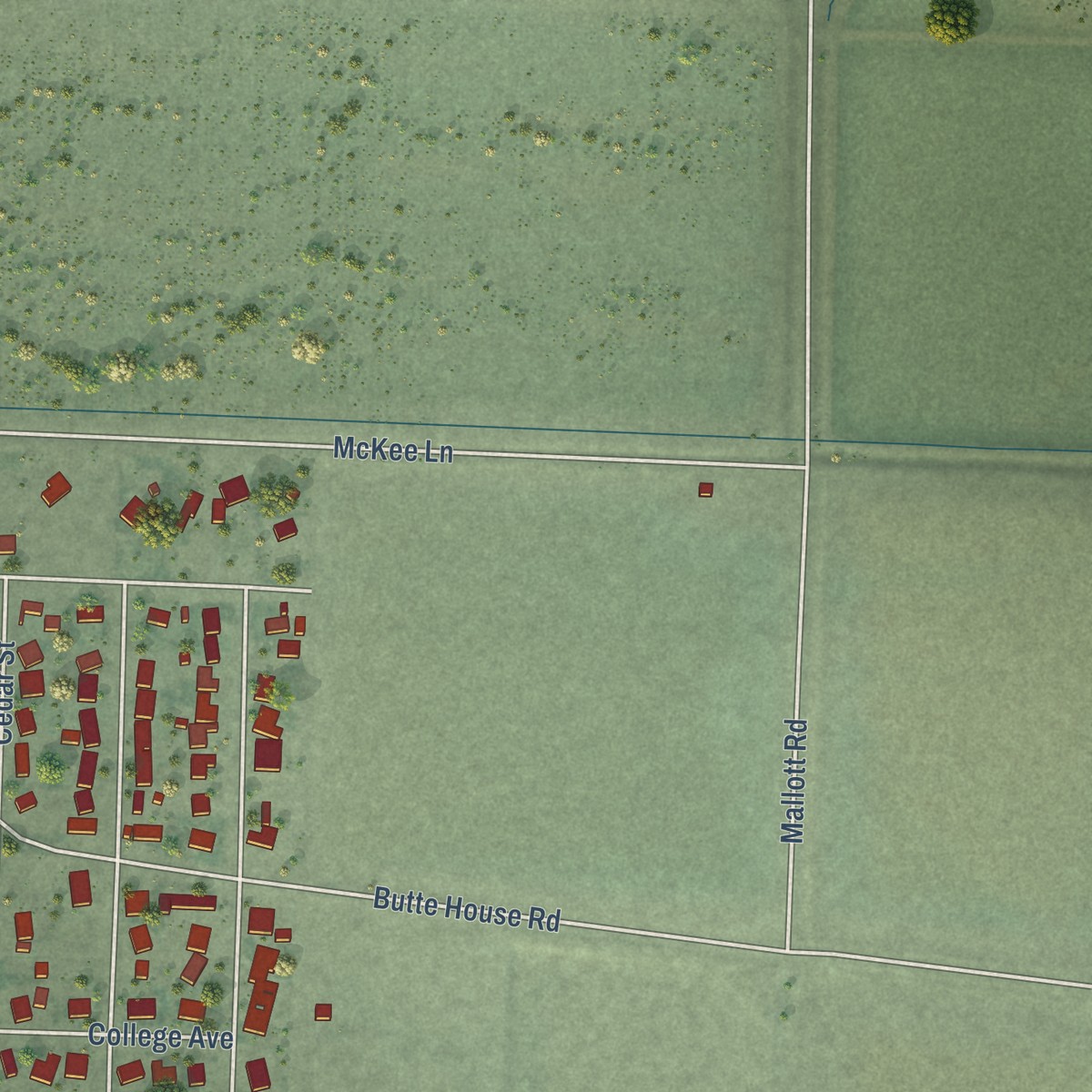 Second close-up of the map of Sutter, California print showing more streets and buildings