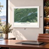 Sutton-Alpine, Alaska map, 18 x 24 inch print in a white frame in a home office