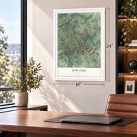 Suwanee, Georgia map, 18 x 24 inch print in a white frame in a home office
