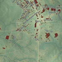 Second close-up of the map of Swainsboro, Georgia print showing more streets and buildings
