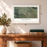 Swall Meadows, California map, 12 x 18 inch print in a white frame in an entryway