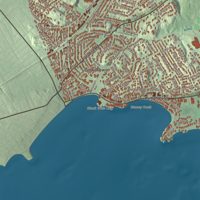 Close-up of the map of Swampscott, Massachusetts print showing terrain and local geography