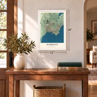 Swampscott, Massachusetts map, 12 x 18 inch print in a white frame in an entryway
