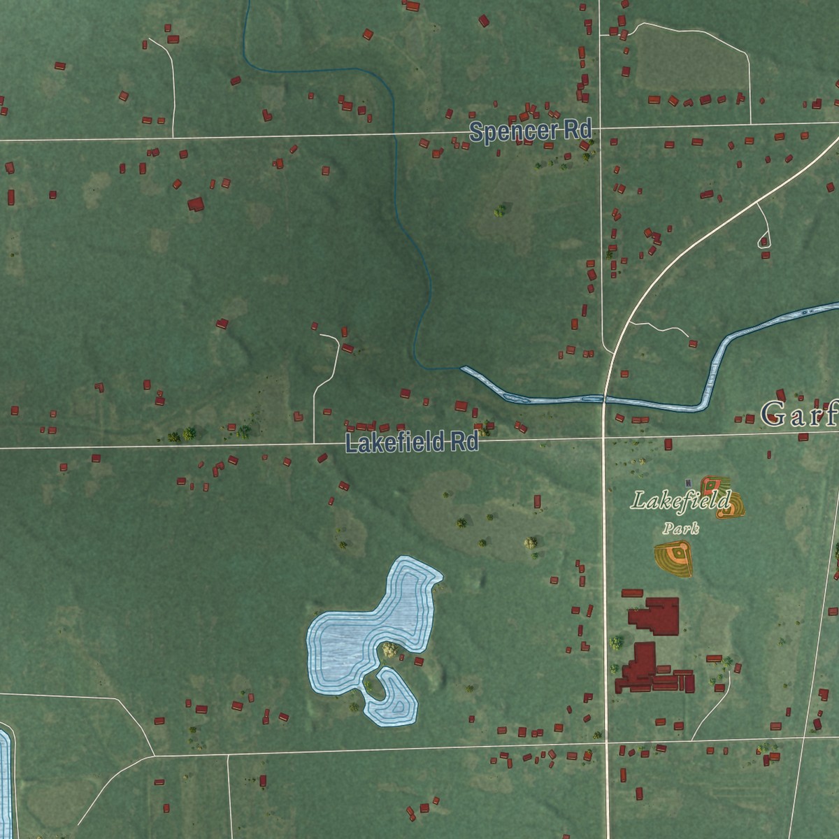 Second close-up of the map of Swan Creek, Michigan print showing more streets and buildings