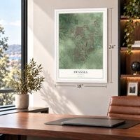 Swansea, Illinois map, 18 x 24 inch print in a white frame in a home office
