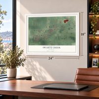 Swartz Creek, Michigan map, 18 x 24 inch print in a white frame in a home office