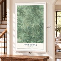 Swedeborg, Missouri map, 24 x 36 inch print in a white frame by a staircase