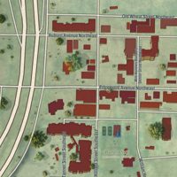 Second close-up of the map of Sweet Auburn, Georgia print showing more streets and buildings