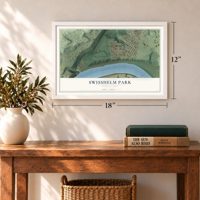 Swisshelm Park, Pennsylvania map, 12 x 18 inch print in a white frame in an entryway