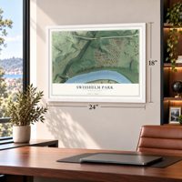 Swisshelm Park, Pennsylvania map, 18 x 24 inch print in a white frame in a home office