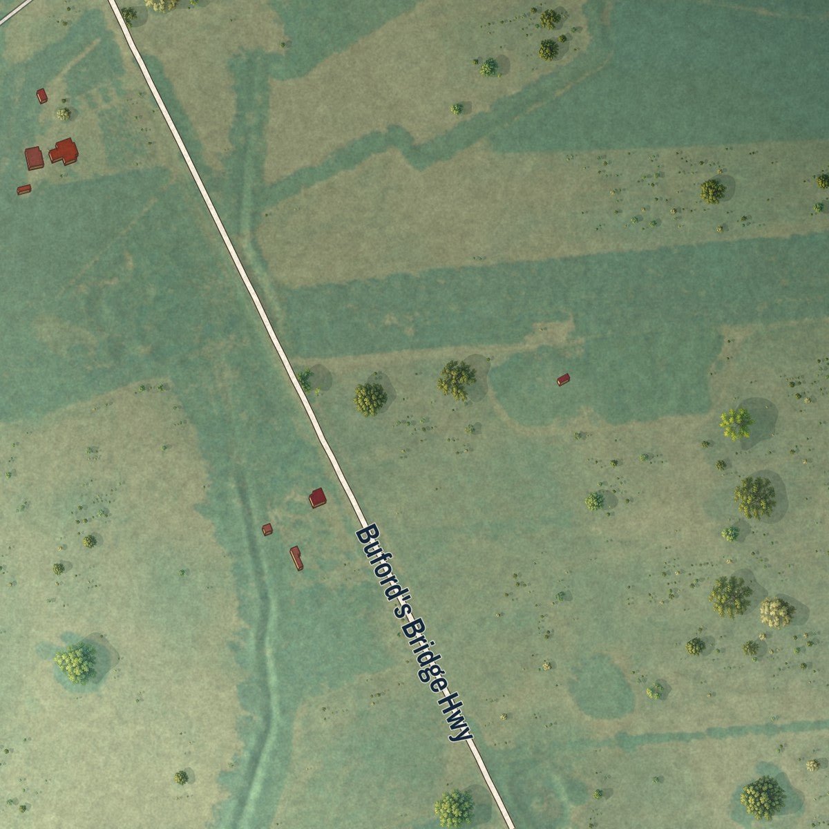 Second close-up of the map of Sycamore, South Carolina print showing more streets and buildings