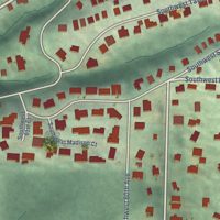 Second close-up of the map of Sylvan-Highlands, Oregon print showing more streets and buildings