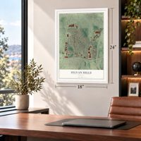 Sylvan Hills, Georgia map, 18 x 24 inch print in a white frame in a home office