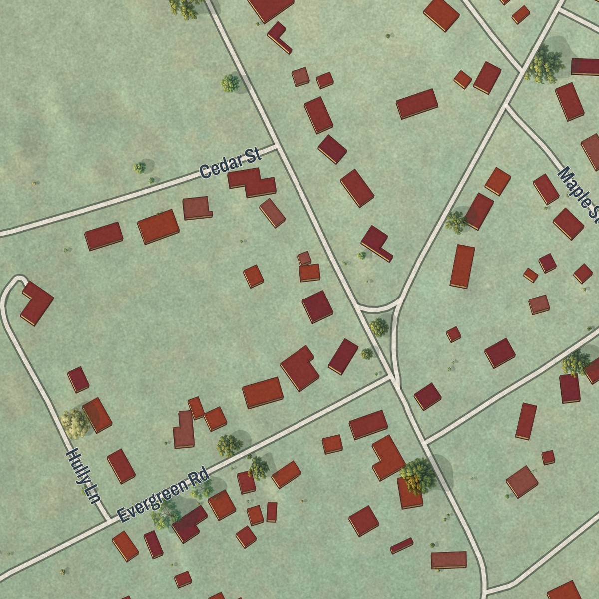 Second close-up of the map of Sylvan Hills, Pennsylvania print showing more streets and buildings