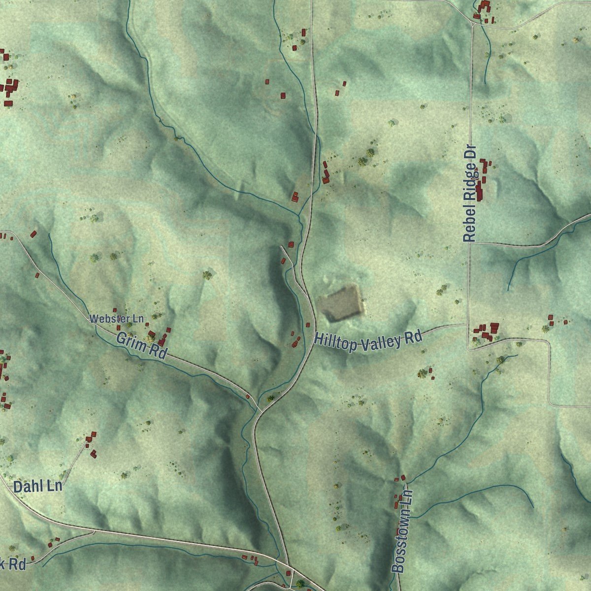 Second close-up of the map of Sylvan, Wisconsin print showing more streets and buildings