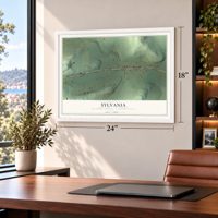 Sylvania, Bradford County, Pennsylvania map, 18 x 24 inch print in a white frame in a home office