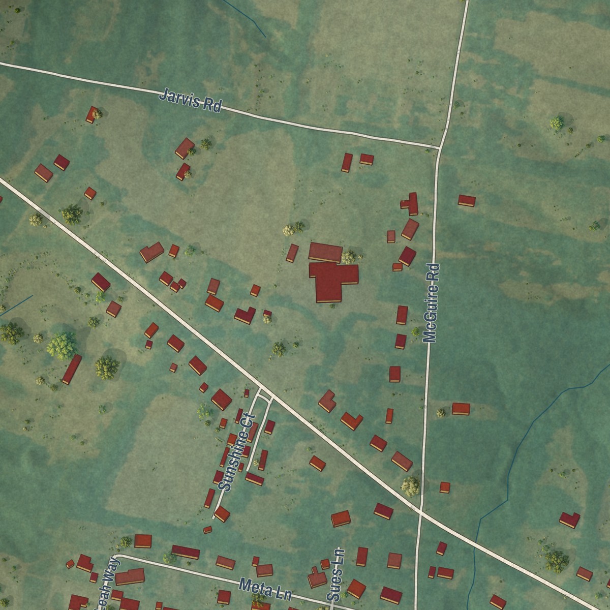 Second close-up of the map of Symsonia, Kentucky print showing more streets and buildings