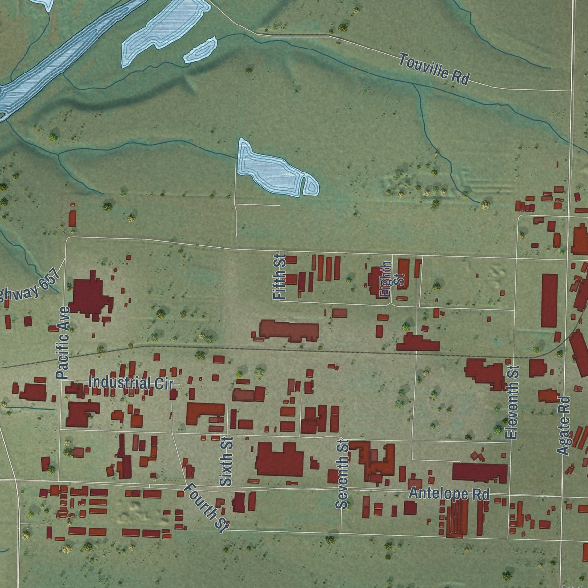 Second close-up of the map of Table Rock, Oregon print showing more streets and buildings