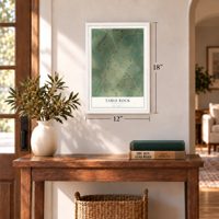 Table Rock, Pennsylvania map, 12 x 18 inch print in a white frame in an entryway