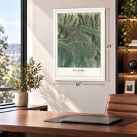 Tacoma, Virginia map, 18 x 24 inch print in a white frame in a home office