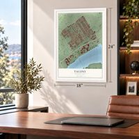Tacony, Pennsylvania map, 18 x 24 inch print in a white frame in a home office