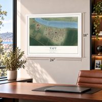 Taft, Louisiana map, 18 x 24 inch print in a white frame in a home office