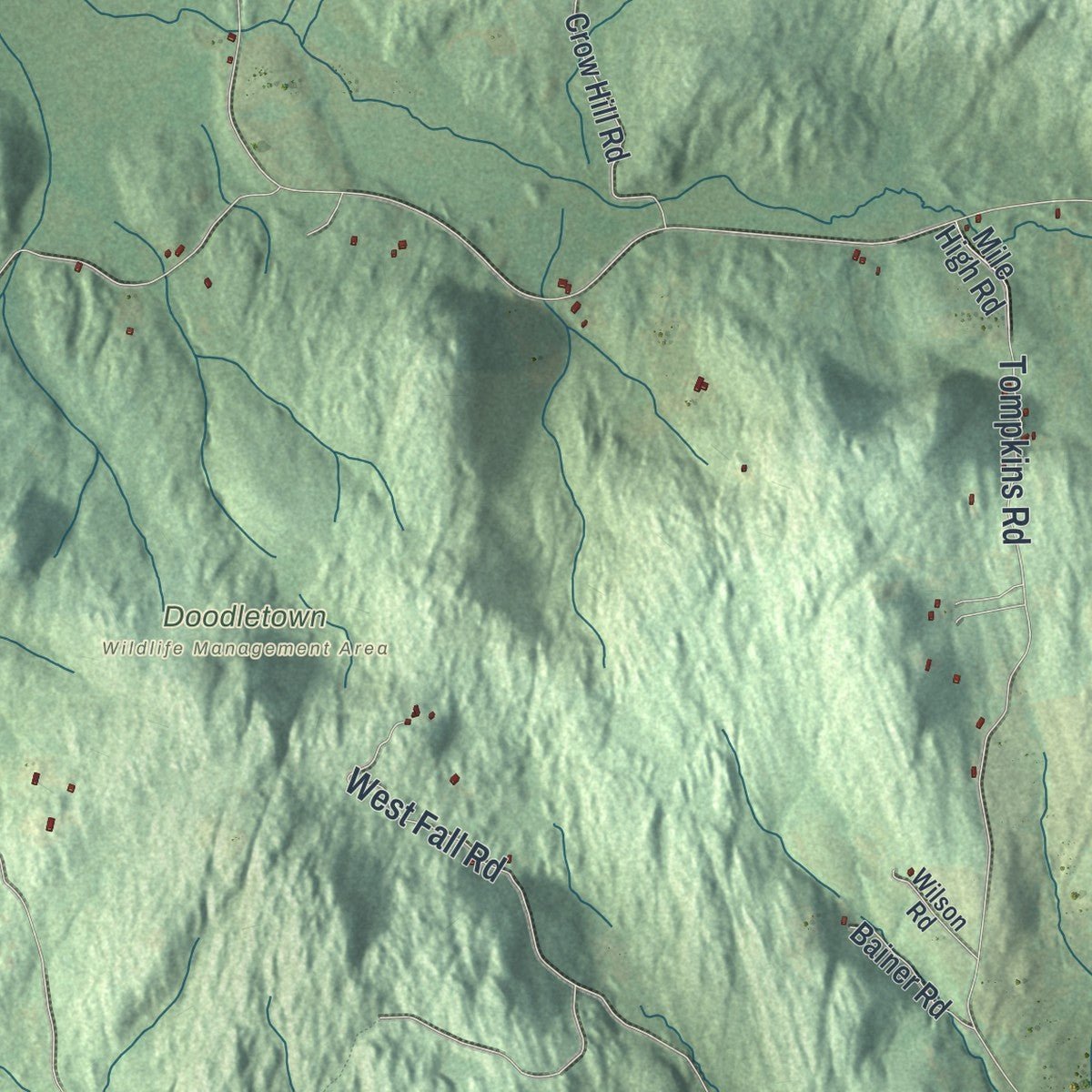 Second close-up of the map of Taghkanic, New York print showing more streets and buildings