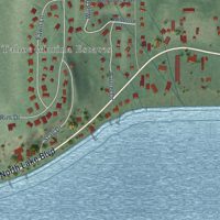 Second close-up of the map of Tahoe Vista, California print showing more streets and buildings