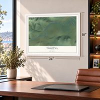 Takotna, Alaska map, 18 x 24 inch print in a white frame in a home office