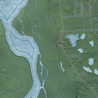 Second close-up of the map of Talkeetna, Alaska print showing more streets and buildings