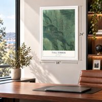 Tall Timber, Colorado map, 18 x 24 inch print in a white frame in a home office