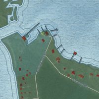 Second close-up of the map of Tall Timbers, Maryland print showing more streets and buildings