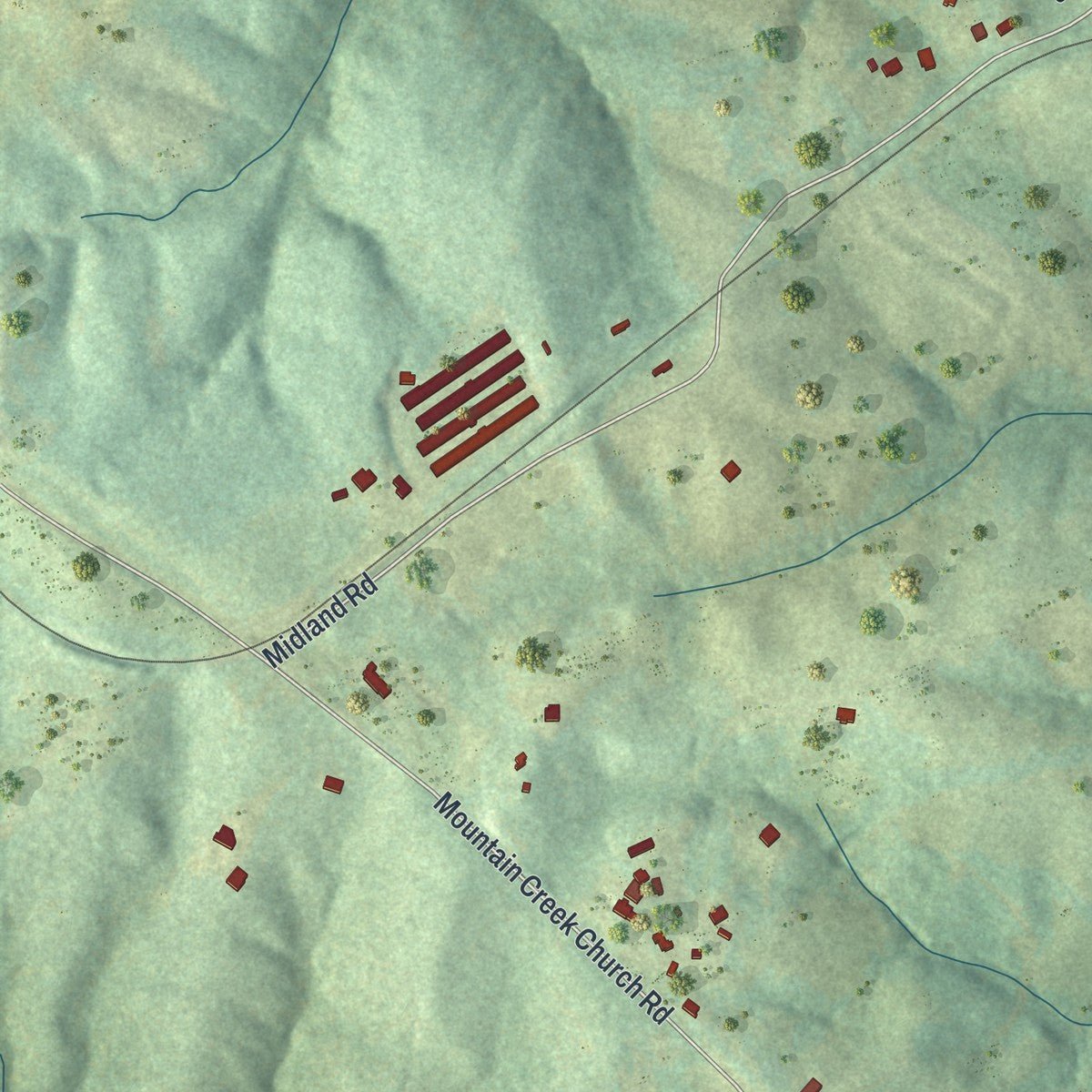 Second close-up of the map of Talmo, Georgia print showing more streets and buildings