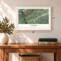 Tamaqua, Pennsylvania map, 12 x 18 inch print in a white frame in an entryway