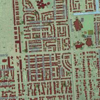 Second close-up of the map of Tamiami, Florida print showing more streets and buildings