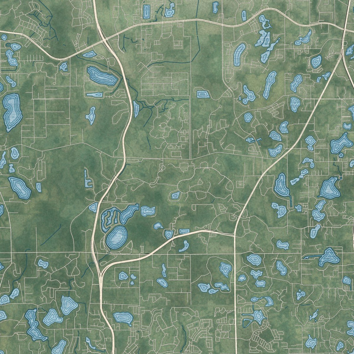 Second close-up of the map of Tampa, Florida print showing more streets and buildings