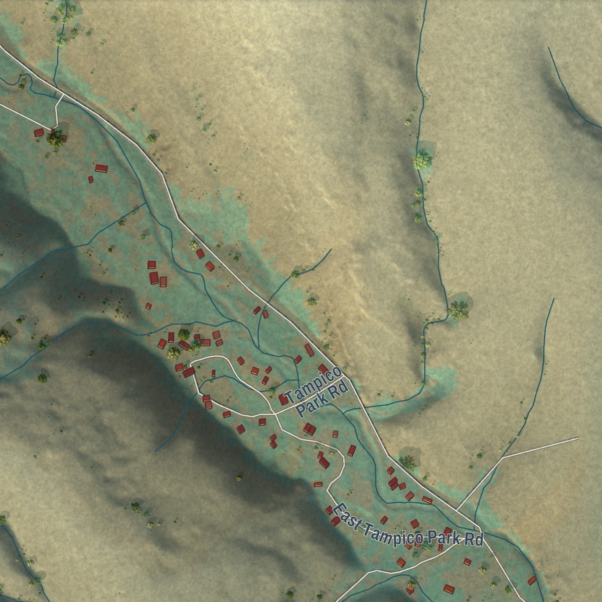 Second close-up of the map of Tampico, Washington print showing more streets and buildings