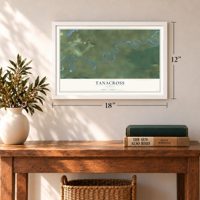 Tanacross, Alaska map, 12 x 18 inch print in a white frame in an entryway