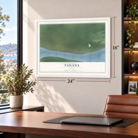 Tanana, Alaska map, 18 x 24 inch print in a white frame in a home office